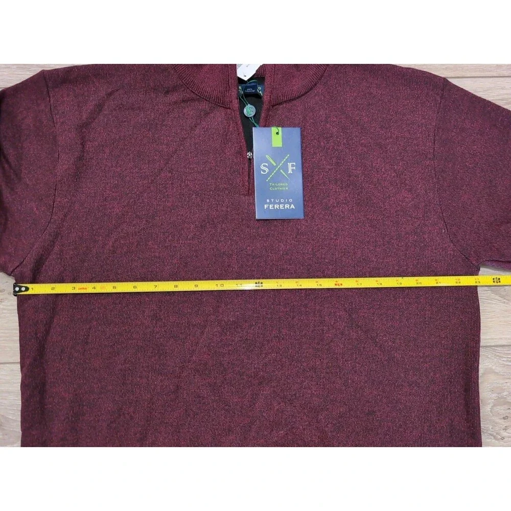 STUDIO FERERA MEN'S 1/4 ZIP BURGUNDY LONG SLEEVE PULLOVER SWEATERS SZ XXL  NWT
